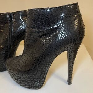 Black Snake Skin High Heel Booties